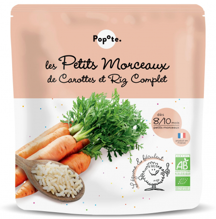 Mancaruri cu cereale si legume - Mancare BIO(bucatele mici) cu 48% morcovi si orez brun, +8/10 luni Popote