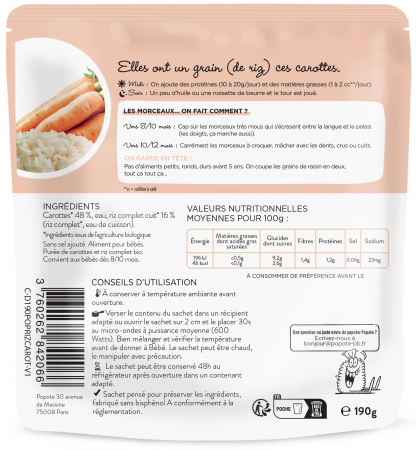 Mancare BIO(bucatele mici) cu 48% morcovi si orez brun, +8/10 luni Popote [1]