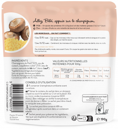 Mancare BIO(bucatele mici) cu 50% ciuperci si paste, +10 luni Popote [1]