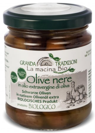 Masline si rosii uscate - Masline negre BIO in ulei de masline La Macina Bio