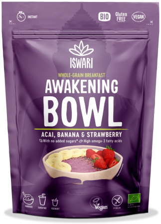 Energie, tonus si vitalitate - Mic dejun BIO fara zahar, cu acai, banane si capsuni Iswari