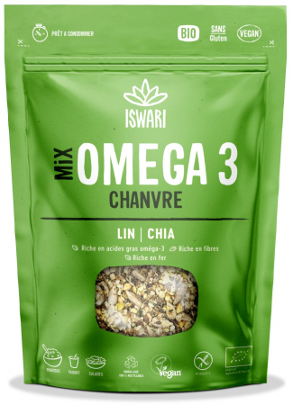 Sanatatea parului si a pielii - Mix BIO Omega 3, cu seminte de canepa, in si chia Iswari