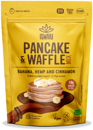 Mixuri pentru preparate dulci - Amestec BIO pentru clatite si vafe cu banane si proteina de canepa Iswari