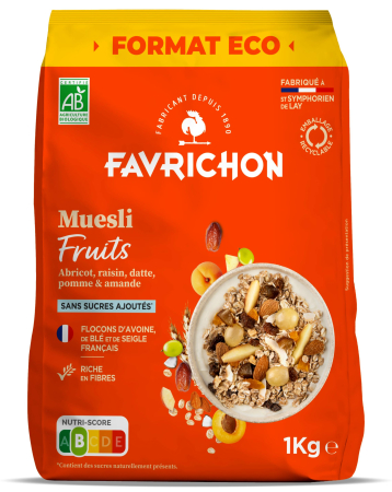 Cereale mic dejun - Muesli fara zahar BIO cu fructe(format economic) Favrichon