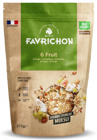 Cereale mic dejun - Musli crocant BIO cu 6 fructe si nuci Favrichon