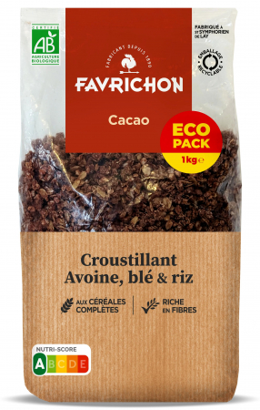 Lichidari - Musli crocant BIO cu cereale integrale si cacao, format economic Favrichon