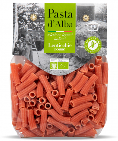 Paste fara gluten din cereale si legume - Paste maccheroni BIO fara gluten, din linte rosie Pasta d'Alba
