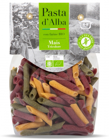 Paste tricolore - Paste tricolore penne BIO din porumb, spanac si sfecla rosie Pasta d'Alba
