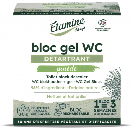 Dezinfectare si intretinere echipamente sanitare - Pastila gel + suport pentru curatare si detartrare toaleta, parfum pin si eucalipt Etamine