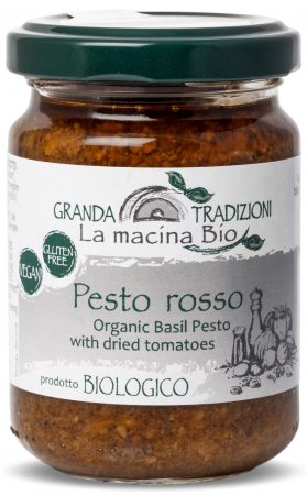 Pesto si creme vegetale - Pesto rosu BIO din busuioc si rosii uscate La Macina Bio