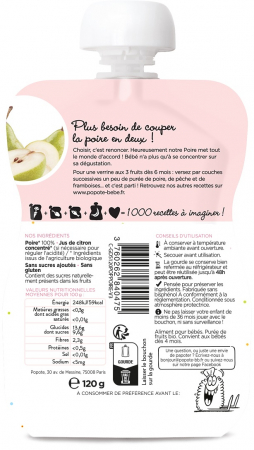 Piure BIO cu 100% pere, +4/6 luni Popote [1]
