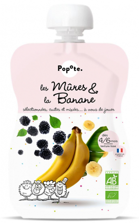 Piureuri cu fructe - Piure BIO cu 51% mure si 43% banane, +4/6 luni Popote