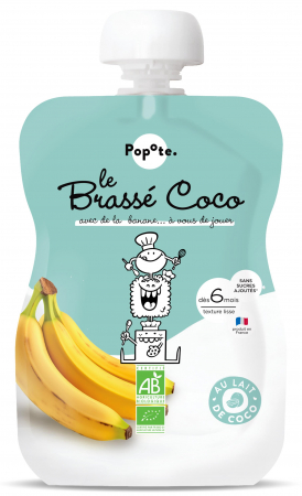 Piureuri cu iaurt sau lapte - Piure BIO cu 54% lapte de cocos si banane, +6 luni Popote