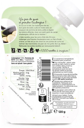 Piure BIO cu 58% vinete, +4/6 luni Popote [1]