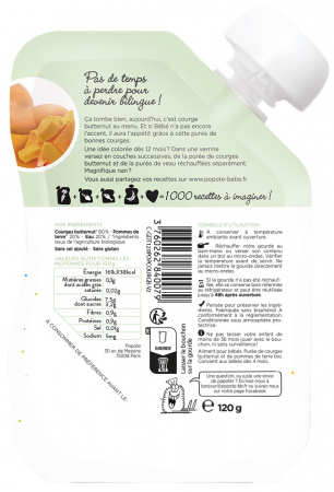 Piure BIO cu 60% dovleac, +4/6 luni Popote [1]
