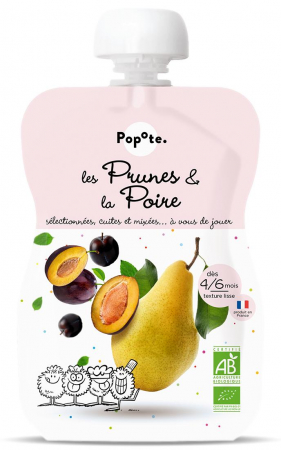 Piureuri cu fructe - Piure BIO cu 73% pere si 27% prune, +4/6 luni Popote