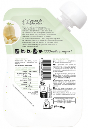 Piure BIO cu 78% pastarnac, +4/6 luni Popote [1]