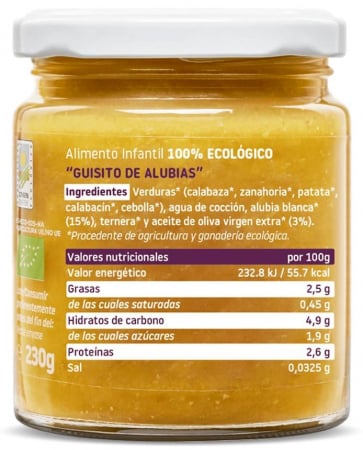 Piure BIO cu fasole alba si vitel, +6 luni Smileat [2]