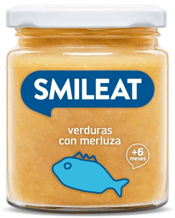 Borcanase cu fructe, legume, carne - Piure cu legume si merluciu, +6 luni Smileat