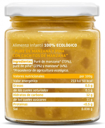 Piure BIO din mere, ananas si bucatele de mere, +10 luni Smileat [2]