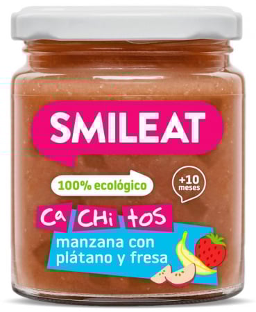 Lichidari - Piure BIO din mere, banane, capsuni si bucatele de mere, +10 luni Smileat