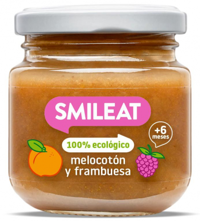 Produse pentru copii - Piure BIO din piersici si zmeura, +6 luni Smileat