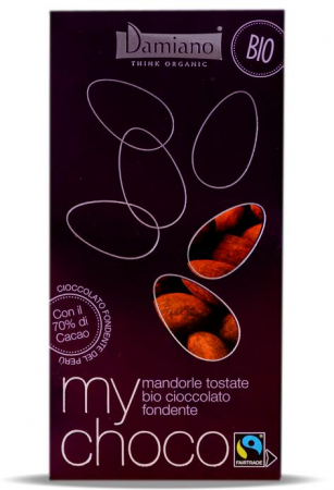 Praline cu ciocolata - Praline BIO de migdale invelite in ciocolata neagra Damiano
