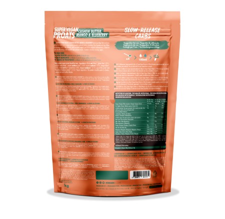 Proats Super Vegan BIO cu afine, mango si crema de caju(format mediu) Iswari [1]
