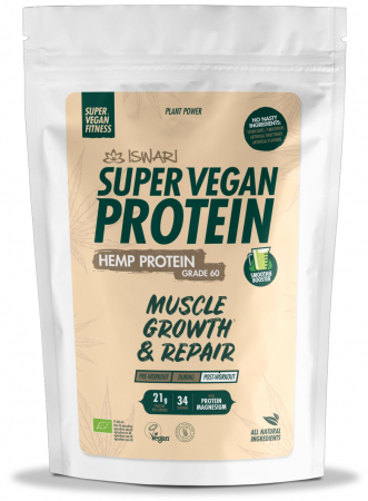 Pulberi vegane proteice - Proteina 60% Super Vegan BIO(dupa efort) din canepa(format mediu) Iswari
