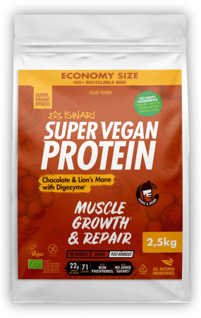 Proteina Super Vegan BIO ciocolata si coama de leu cu DigeZyme(format XXL) Iswari [1]