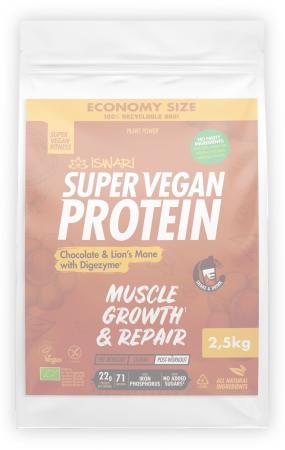 Lichidari - Proteina Super Vegan BIO ciocolata si coama de leu cu DigeZyme(format XXL) Iswari