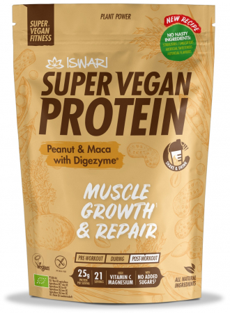 Proteine vegane pentru sportivi - Proteina Super Vegan BIO(dupa efort) arahide si maca(format mediu) Iswari