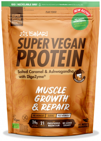 Proteine vegane pentru sportivi - Proteina Super Vegan BIO(dupa efort) caramel sarat(format mediu) Iswari