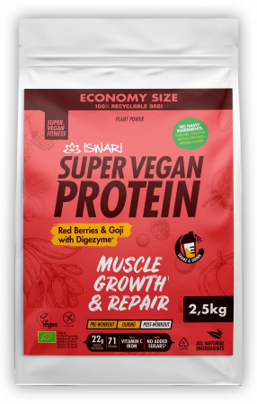 Proteina Super Vegan BIO(dupa efort) fructe rosii si goji cu DigeZyme(format XXL) Iswari [1]