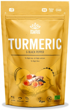 Slabire si controlul greutatii - Pulbere functionala BIO din turmeric si piper negru Iswari