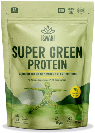 Pulberi vegane proteice - Pulbere proteica si detox BIO Super Verde, 71.1% proteina Iswari