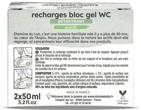 Rezerva 2 pastile gel pentru curatare si detartrare toaleta, parfum pin si eucalipt Etamine [1]