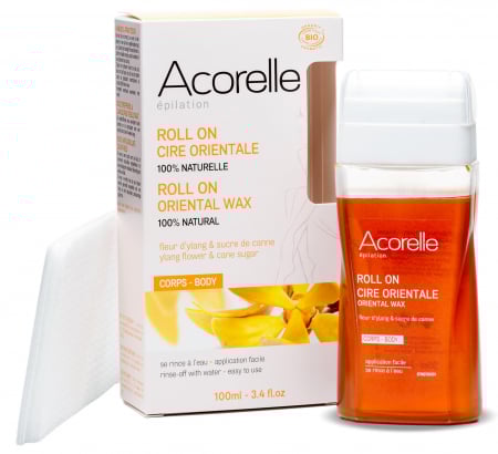 Cosmetice si ingrijire personala - Roll on cu ceara epilatoare orientala BIO pentru corp, cu zahar din trestie si ylang-ylang  Acorelle