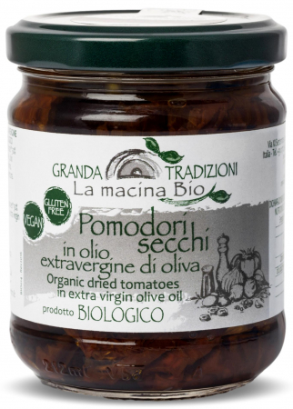 Masline si rosii uscate - Rosii uscate BIO in ulei de masline gramaj mic La Macina Bio