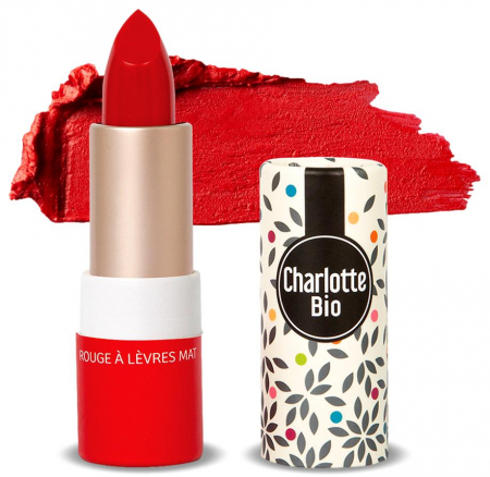 Ruj buze - Ruj BIO mat Vrai Rouge, cu unt shea, ulei ricin si unt jojoba Charlotte Bio