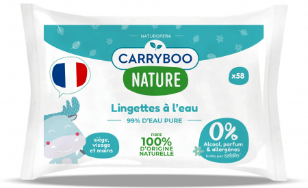 Servetele, dischete si betisoare - Servetele de apa umede hipoalergenice, fara parfum, cu extract BIO de musetel Carryboo
