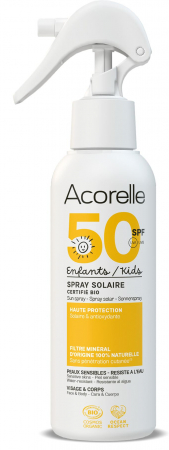 Spray BIO protectie solara fata si corp pentru copii SPF50, cu ulei de karanja si propolis Acorelle
