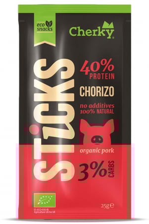 Lichidari - Sticksuri BIO Chorizo din carne de porc(40% proteine) Cherky
