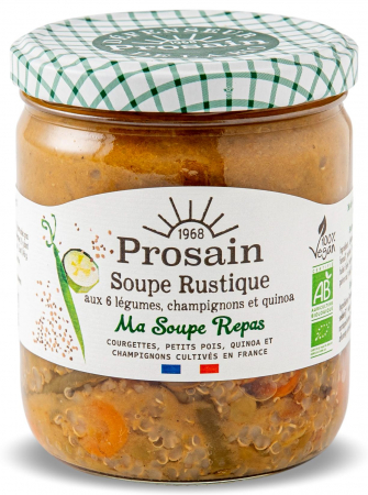 Mancare gata preparata - Supa Rustica BIO cu 6 legume, ciuperci si quinoa Prosain
