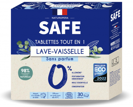 Detergenti bucatarie fara parfum - Tablete all-in-1 BIO pentru masina de spalat vase, fara parfum, fara alergeni Safe
