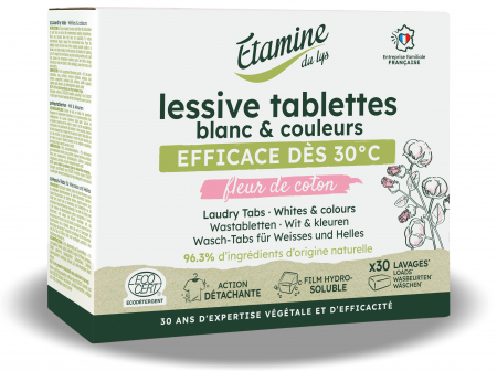Intretinere casa - Tablete BIO rufe albe si colorate, parfum flori de bumbac Etamine