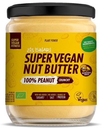 Unturi vegane proteice - Crema Super Vegan crocanta BIO din arahide, fara zahar Iswari