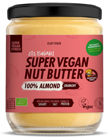 Unturi vegane proteice - Crema Super Vegan crocanta BIO din migdale, fara zahar Iswari