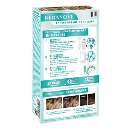 Vopsea permanenta pentru par, fara amoniac, 100% acoperire fire albe, blond deschis natural Keranove [1]