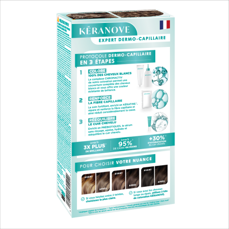 Vopsea permanenta pentru par, fara amoniac, 100% acoperire fire albe, blond inchis Keranove [1]